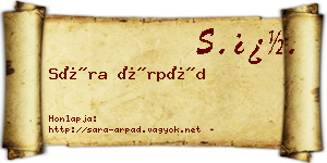 Sára Árpád névjegykártya